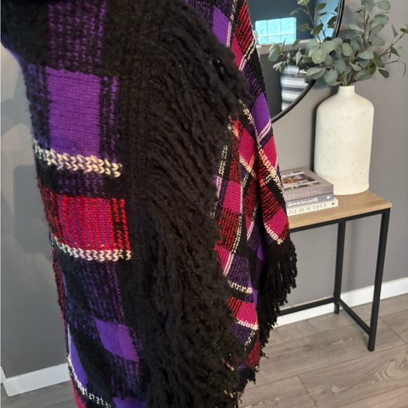 Lauren Ralph Lauren Vibrant Plaid Poncho Sweater - Picture 6 of 7